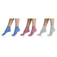 AIRY ANKLE SOCKS 3x - Dámske členkové ponožky 3x - svetlo modrá - ružová - sivá