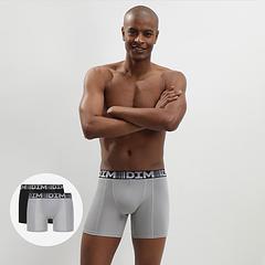 DIM 3D FLEX AIR LONG BOXER 2x - Pánske športové boxerky 2 ks - sivá - čierna