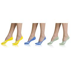 INVISIBLE SOCKS 3x - Dámske neviditeľné ponožky vhodné do sneaker topánok 3x - svetlo zelená - žltá - svetlo modrá