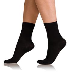 COTTON COMFORT SOCKS - Dámske bavlnené ponožky s pohodlným lemom - čierna