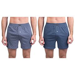 COTTON BOXER 2x - Pánske boxery se vzorom 2 ks - sivá - tmavo modrá