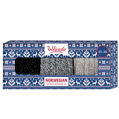 NORWEGIAN STYLE SOCKS BOX - Darčeková krabička zimných ponožiek 3 páry - svetlo modrá