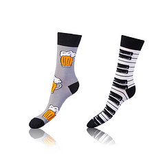 CRAZY SOCKS 2x - Veselé ponožky 2 páry - čierna - biela