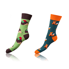 CRAZY SOCKS 2x - Veselé ponožky 2 páry - oranžová - svetlo zelená