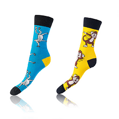 CRAZY SOCKS 2x - Veselé ponožky 2 páry - svetlo modrá - žltá