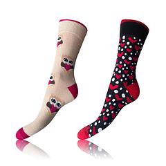 CRAZY SOCKS 2x - Veselé ponožky 2 páry - biela - červená - čierna