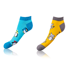 CRAZY IN-SHOE SOCKS 2x - Veselé krátke ponožky 2 páry - žltá - modrá - biela
