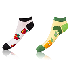 CRAZY IN-SHOE SOCKS 2x - Veselé krátke ponožky 2 páry - svetlo zelená - červená - čierna