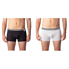 COTTON STRETCH BOXER 2x - Dvojbalenie bavlnených boxeriek - čierna - sivá