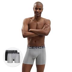 DIM 3D FLEX AIR LONG BOXER 2x - Pánske športové boxerky 2 ks - sivá - čierna